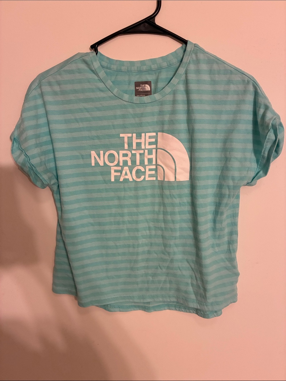 The North Face Girls' Striped Tee in Light Aqua